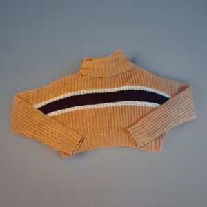 Winds of Change Striped Mock Neck Sweater M L Retro Indie Cozy Knit